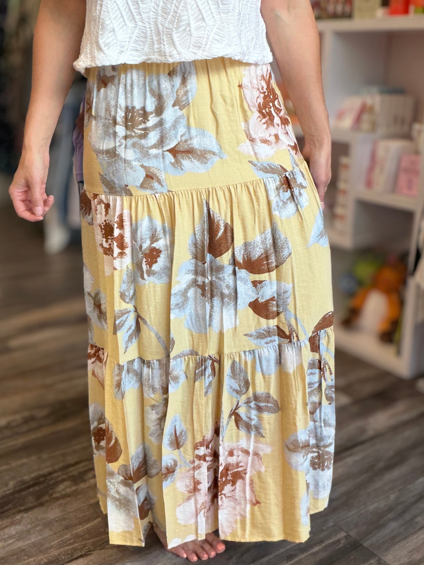 Yellow & Blue Maxi Skirt