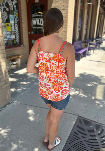 Floral Printed V-Neck Tank