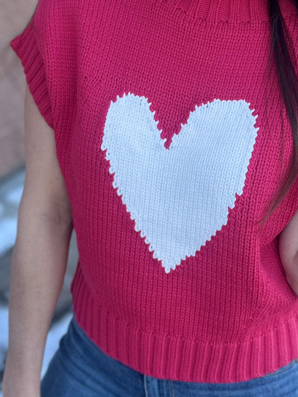 Heart Short Sleeve Sweater