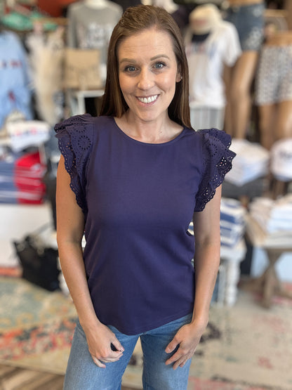Eyelet Ruffle Lace Short Sleeve
