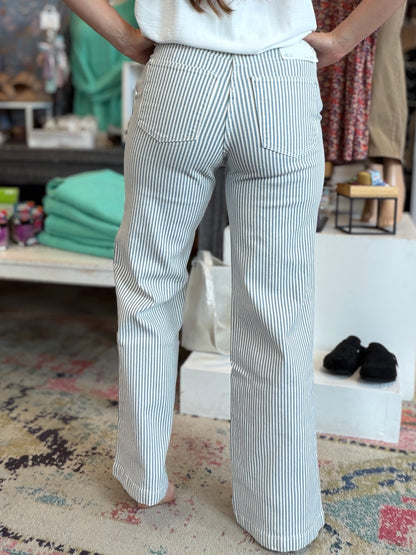 Blue Stripe Slim Palazzo Jeans