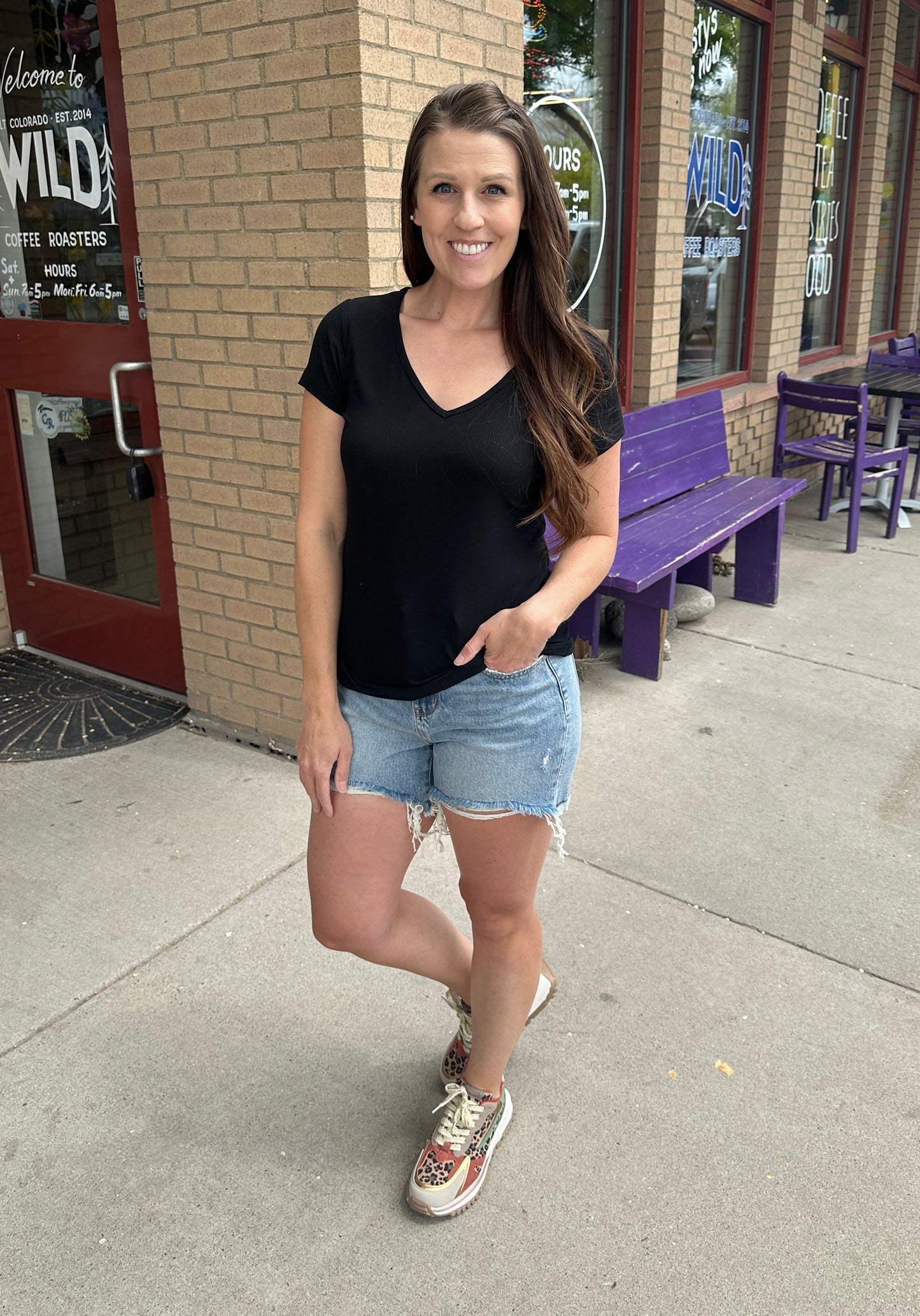 Hold Tight Ribbed V-Neck Short Sleeve