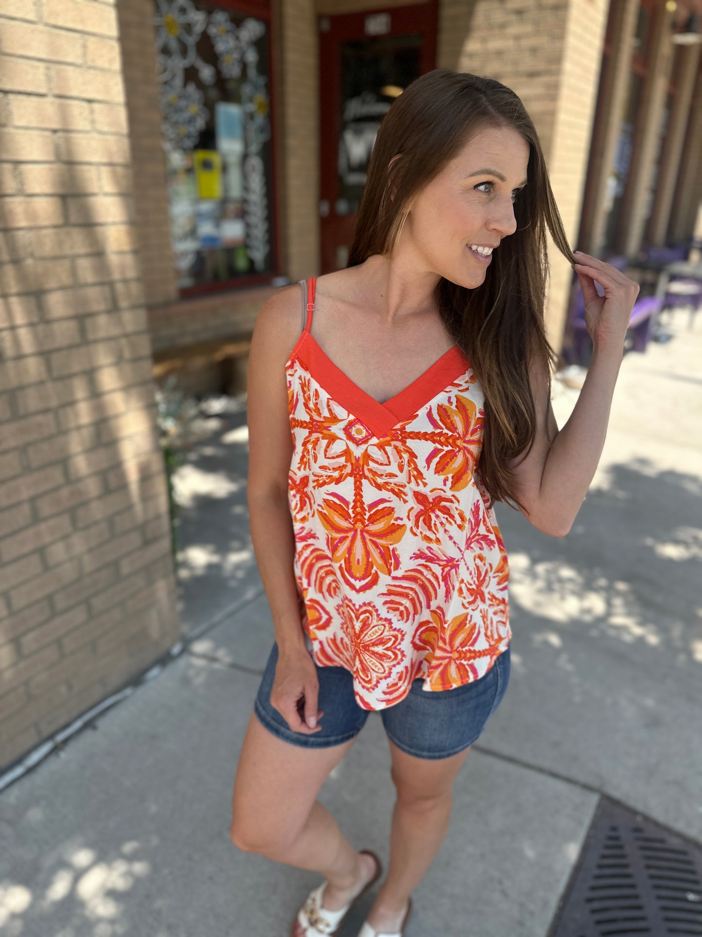 Floral Printed V-Neck Tank