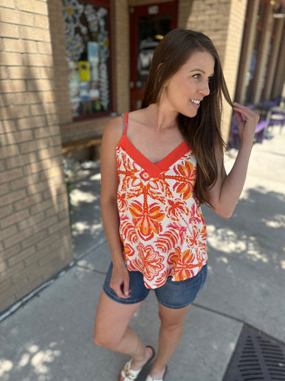 Floral Printed V-Neck Tank