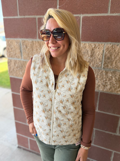 Ivory Floral Puff Vest