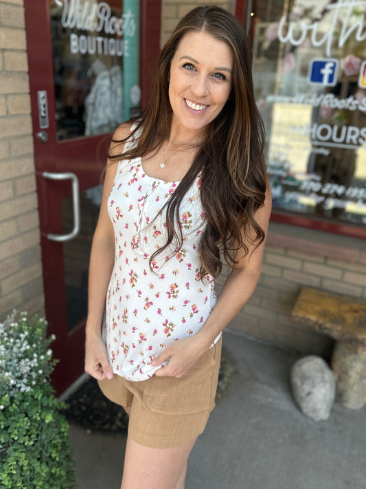 Ribbed Floral Tank