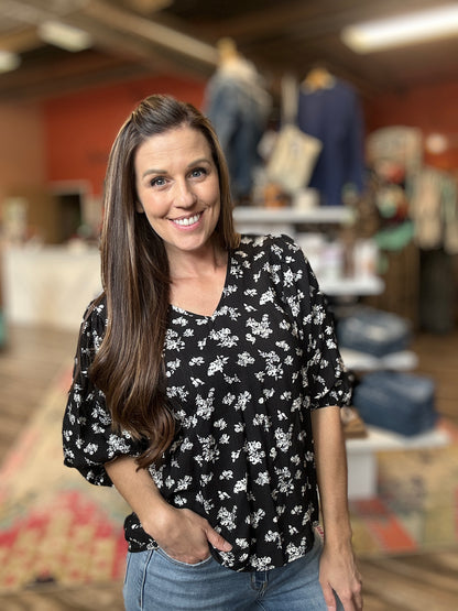 Woven Floral Print Blouse