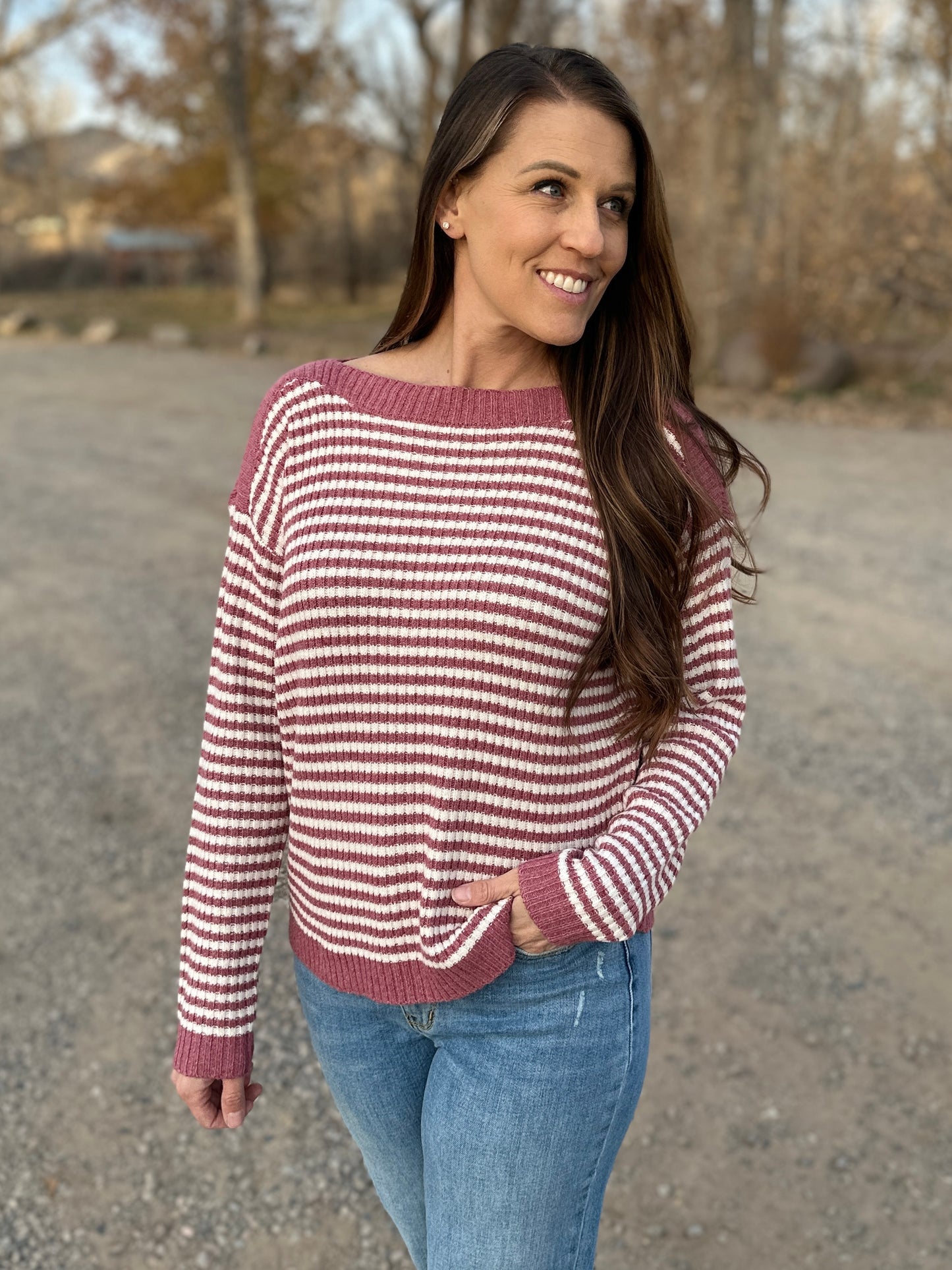 Striped Boat Neck Sweater