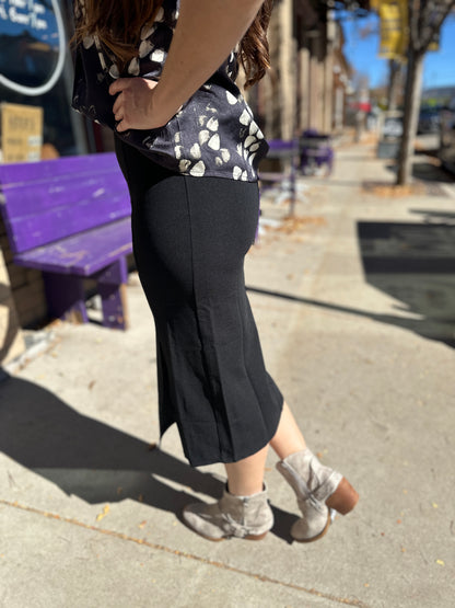 Black High Waist Midi Skirt