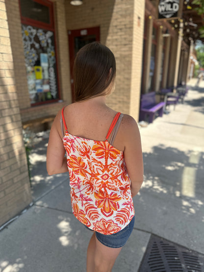 Floral Printed V-Neck Tank