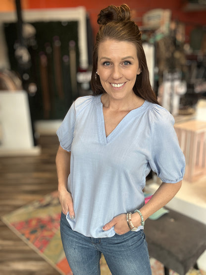 V-Neck Blouse Short Sleeve