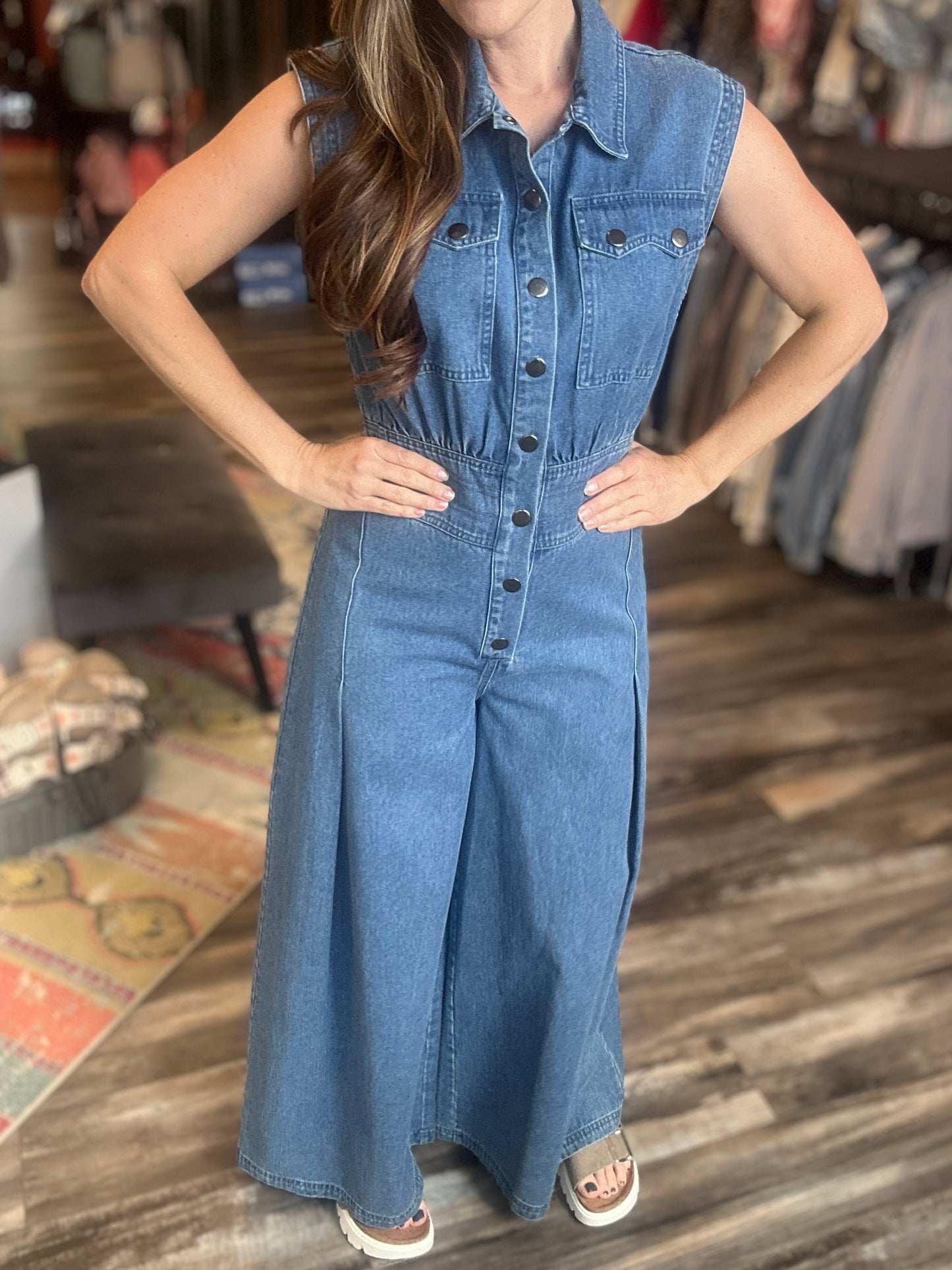 Denim Wide Leg Jumpsuit