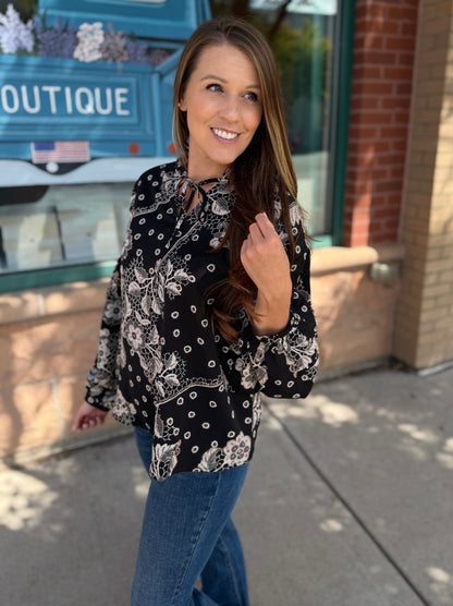 Sheridan Print V-Neck Blouse