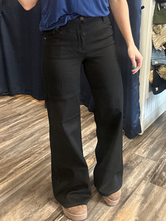 High Waist Retro Wide Black Jeans