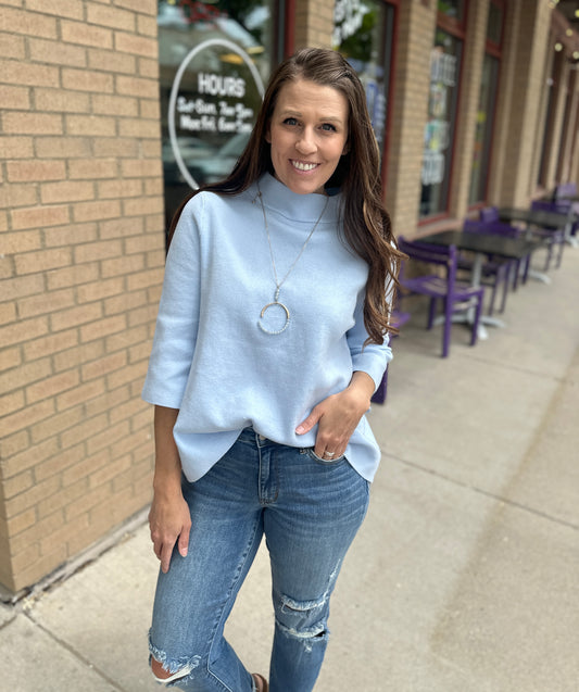 Baby Blue Mock Neck Sweater