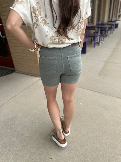 Stone Blue High Waist Shorts