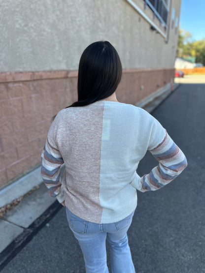 Colorblock and Striped Sweater