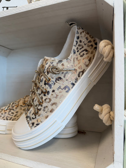 Leopard Sparkle Platform Sneakers