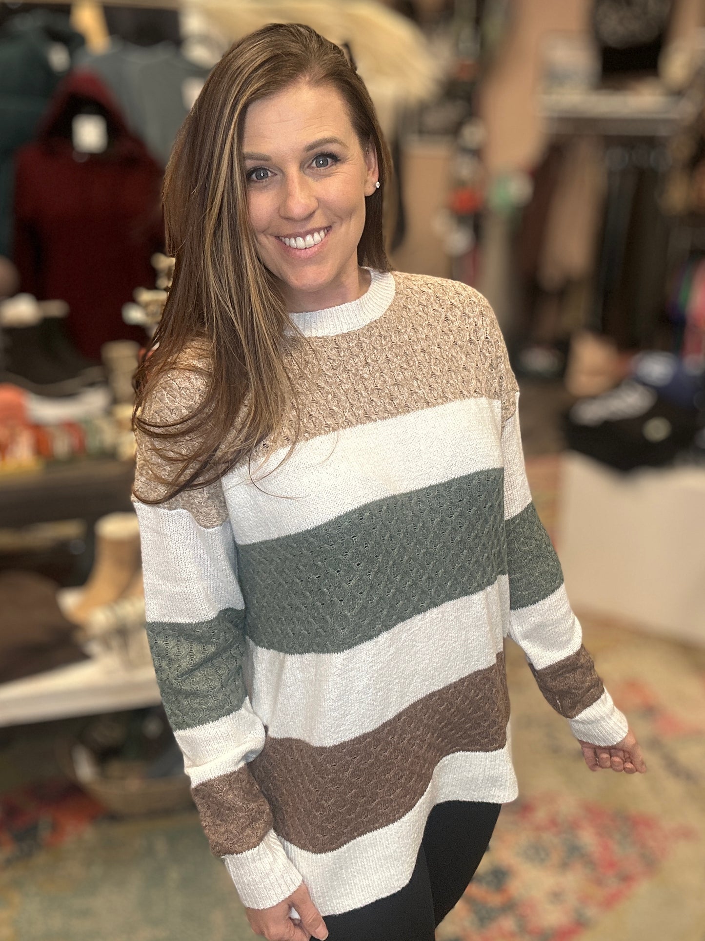 Colorblock Multi Textured Sweater