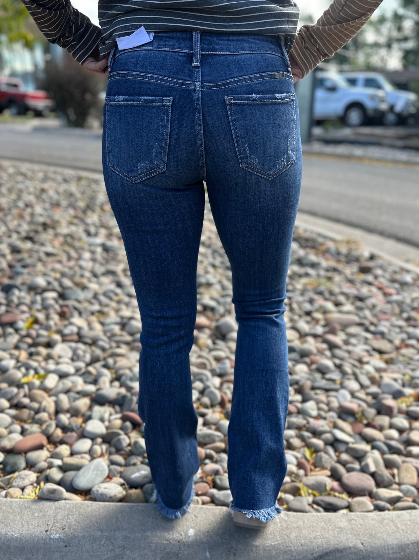"Kenzie" Distressed Baby Bootcut Jeans
