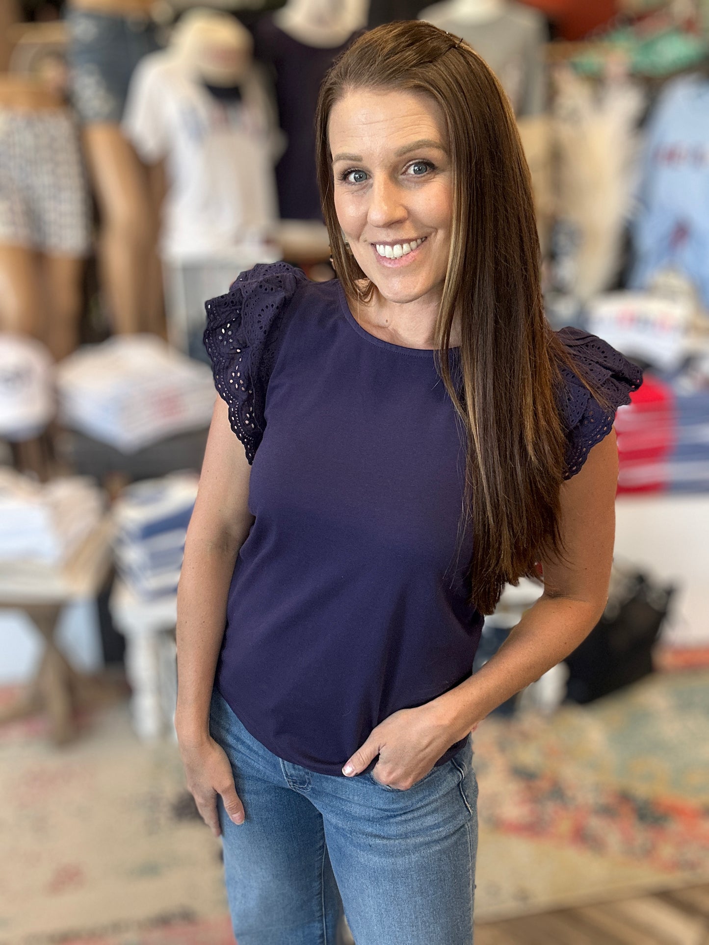 Eyelet Ruffle Lace Short Sleeve