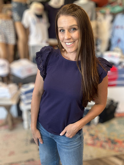 Eyelet Ruffle Lace Short Sleeve