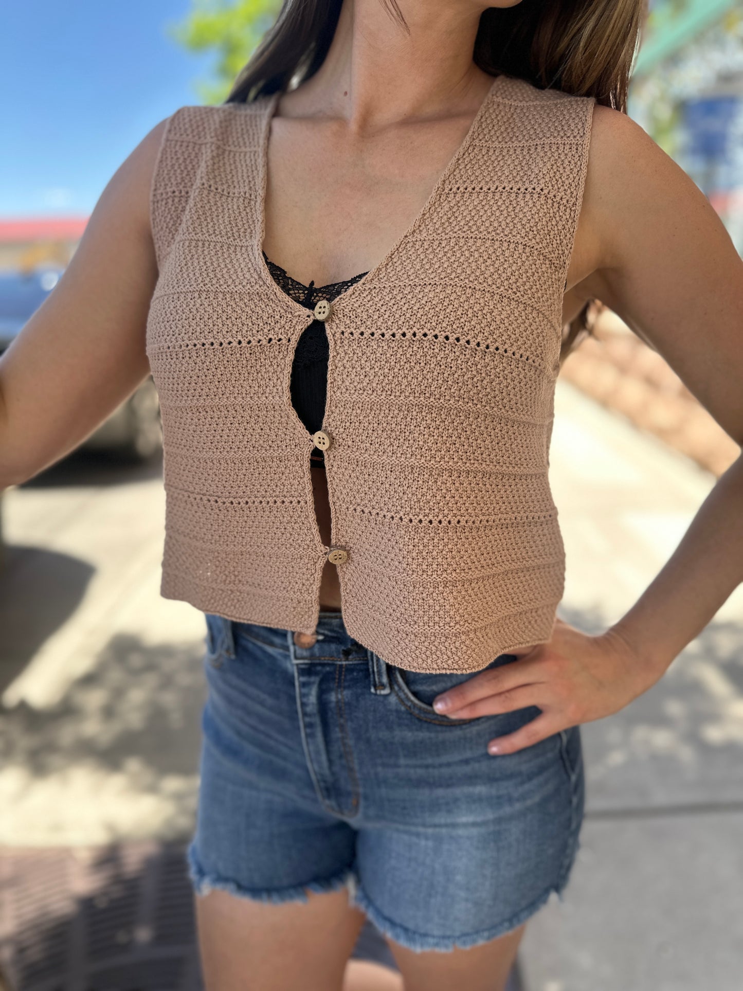 Knit Button Up Vest