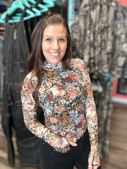 Floral Sheer Long Sleeve