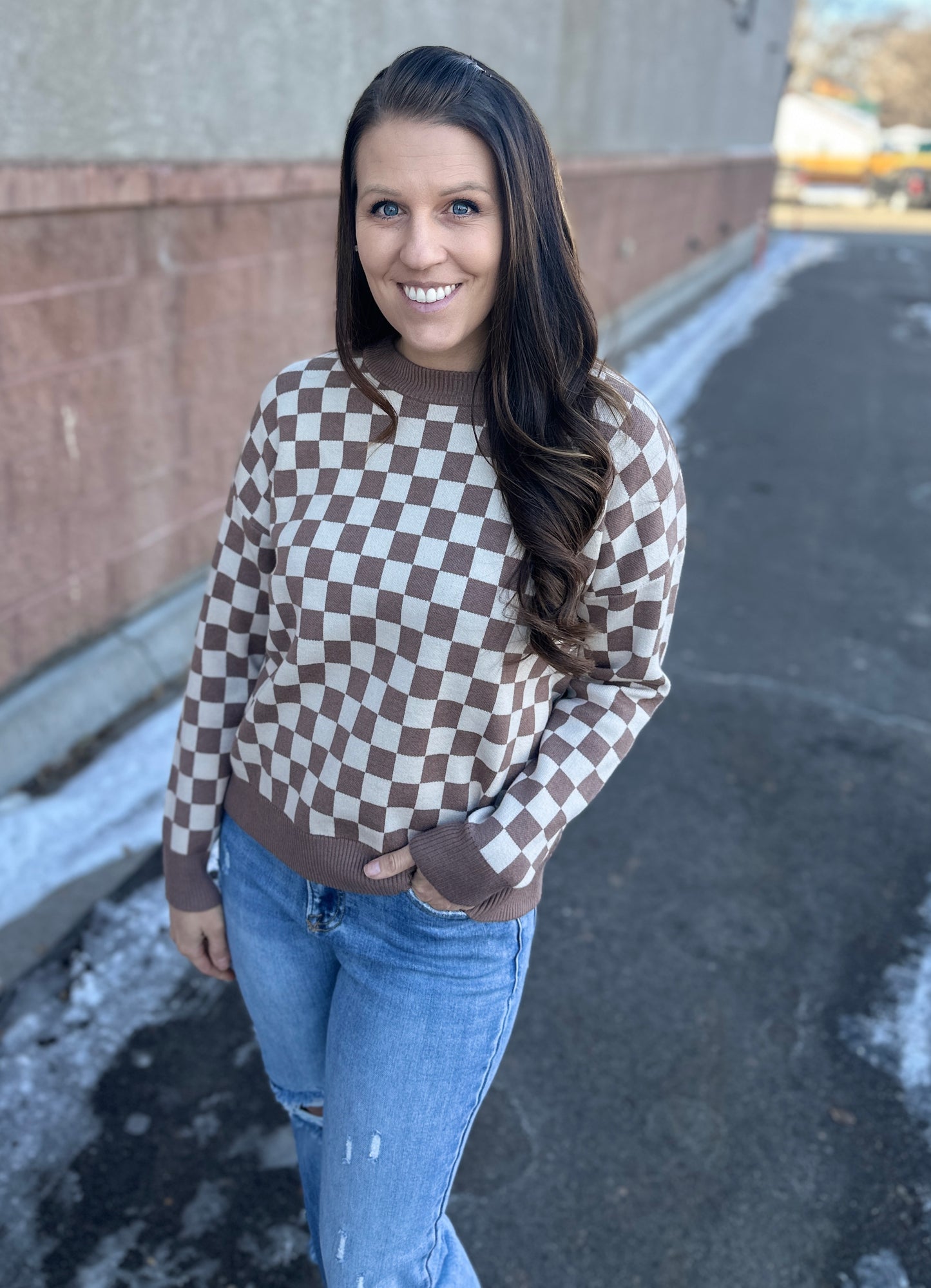 Checkered Pullover Sweater