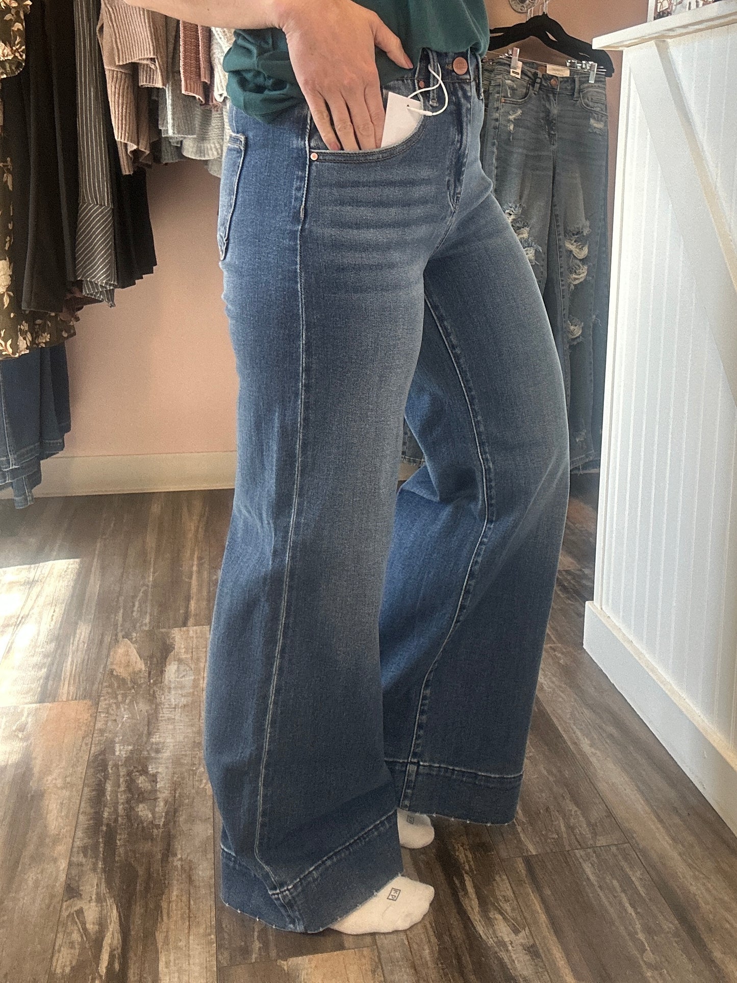 June Wide Leg Seam Detail Jeans