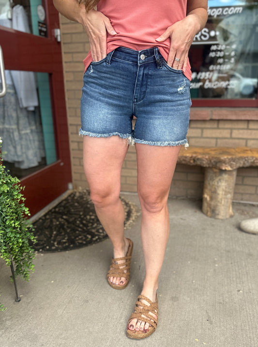Amber Frayed Denim Shorts