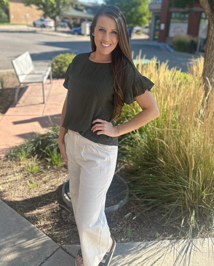 Solid Ruffle Short Sleeve