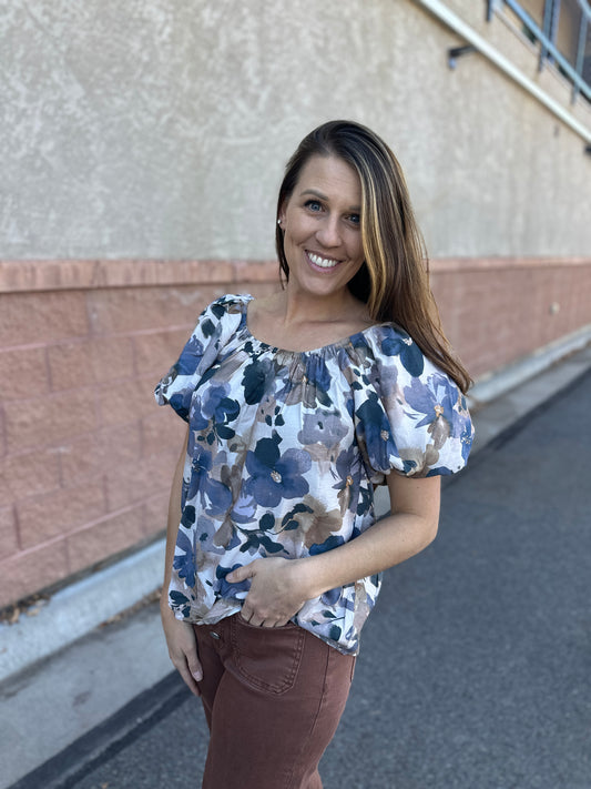 Puff Balloon Sleeve Floral Top