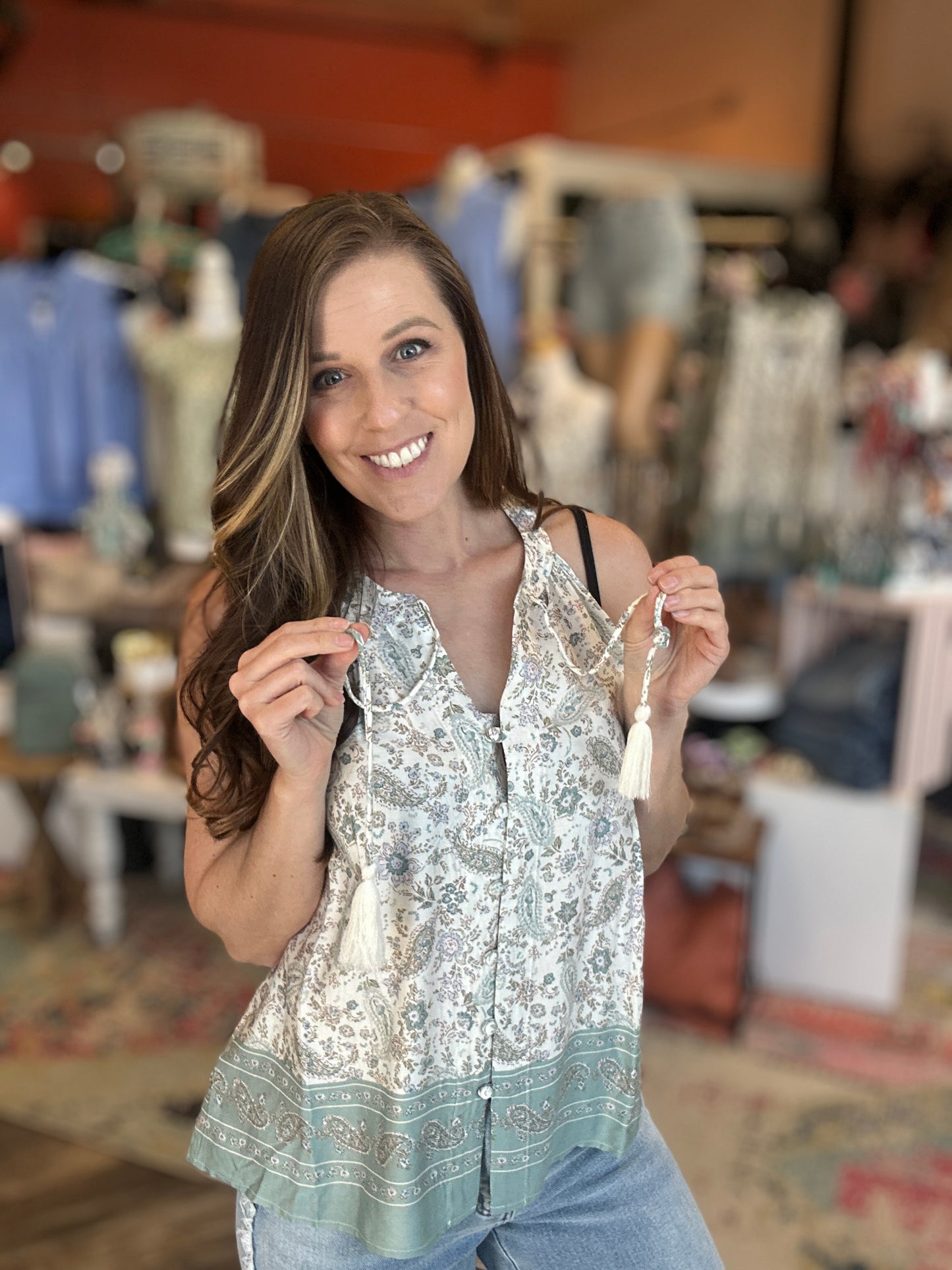 Sage Paisley Tank