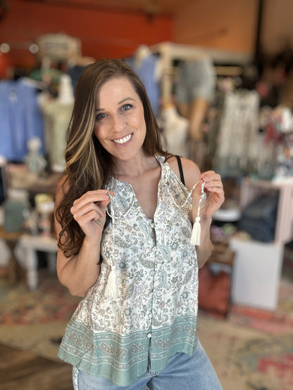 Sage Paisley Tank
