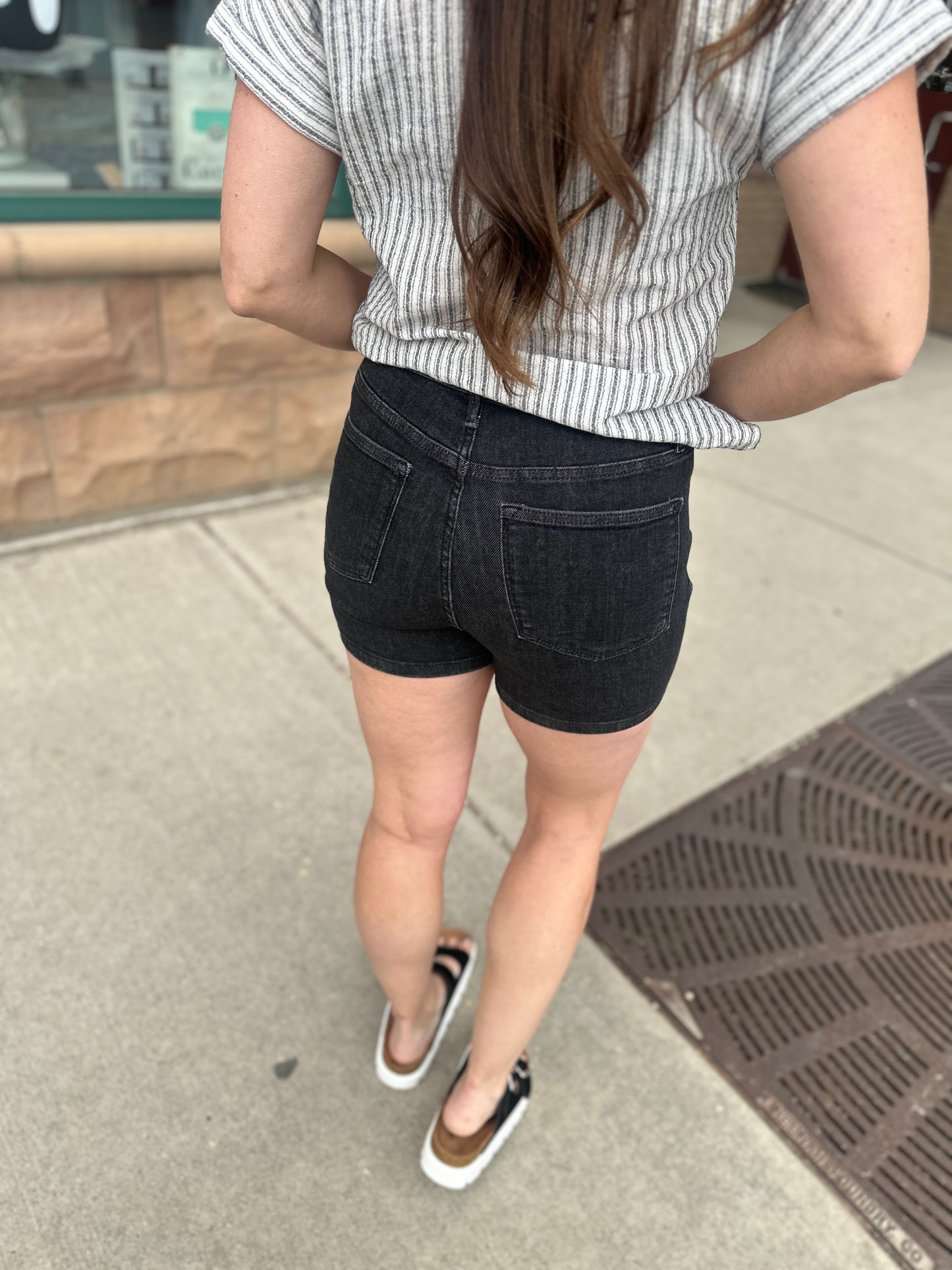 Helen Black Wash Shorts