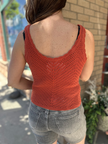 Rust Open Knit Tank