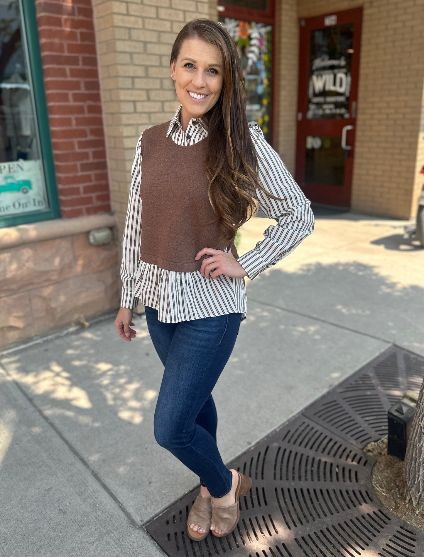 Knitted Vest with Under Shirt