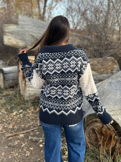 Jacquard Half Zip Sweater