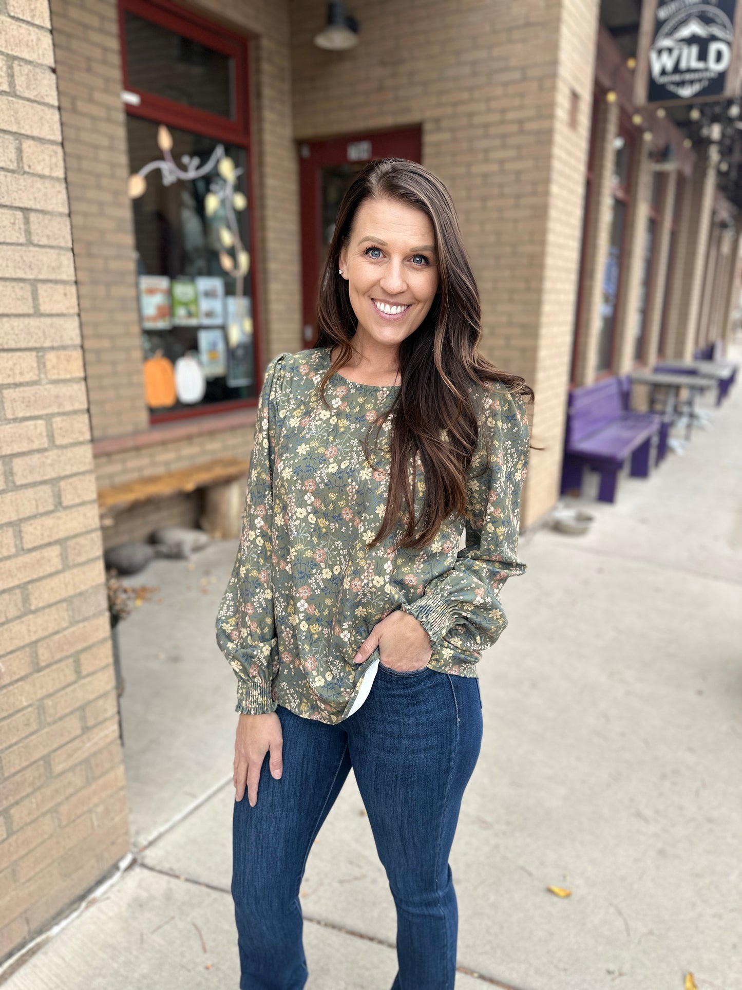 Olive and Floral Blouse