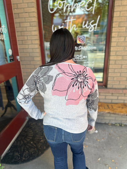 Flower Jacquard Dolman Sweater