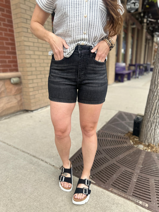Helen Black Wash Shorts