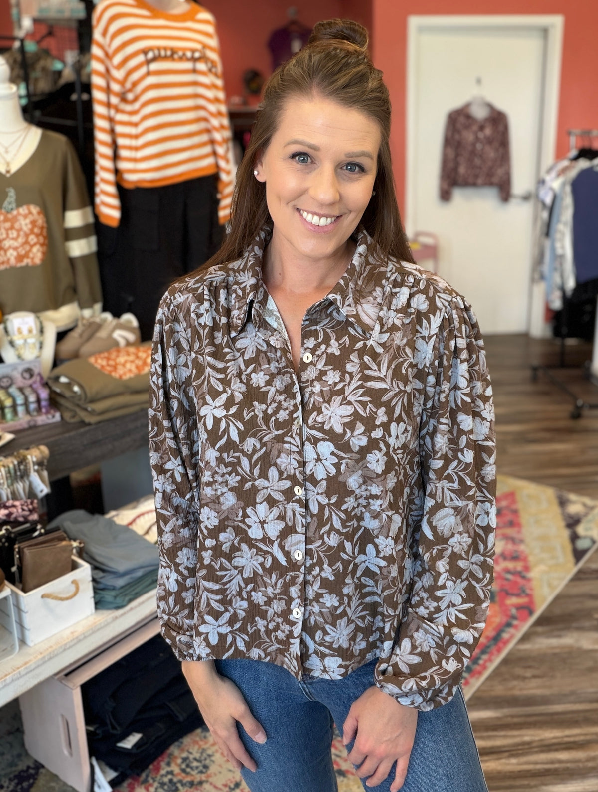 Floral Gauze Long Sleeve