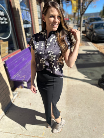 Abstract V-Neck Blouse