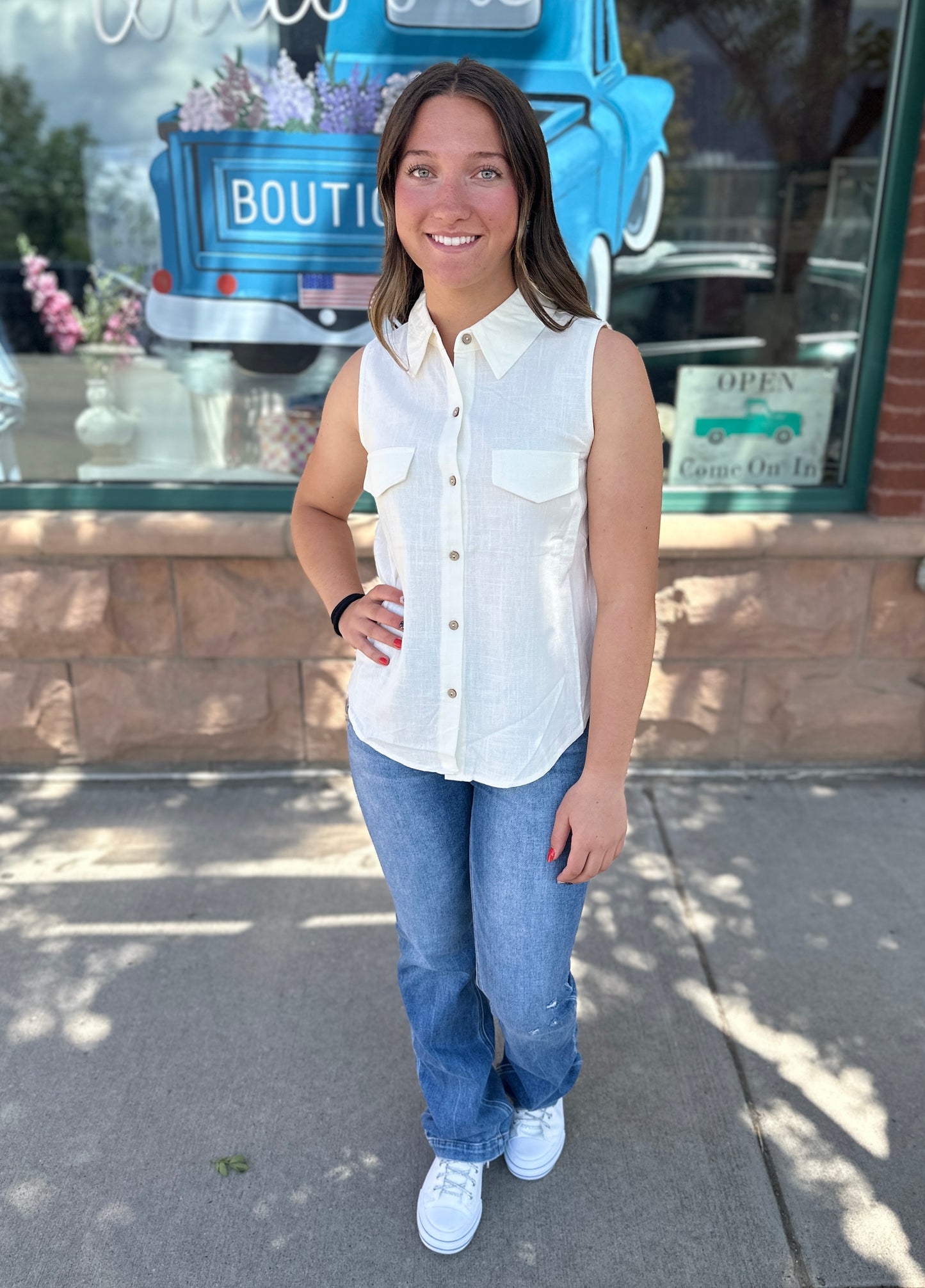 Collared Button Down Tank