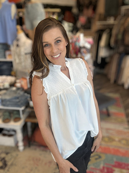 Smocked Ruffle Tank