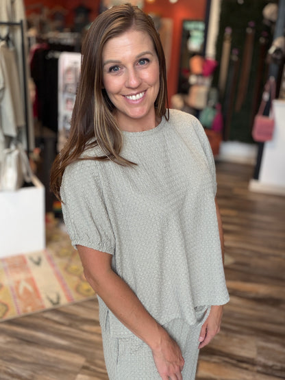 Sage Textured Short Sleeve