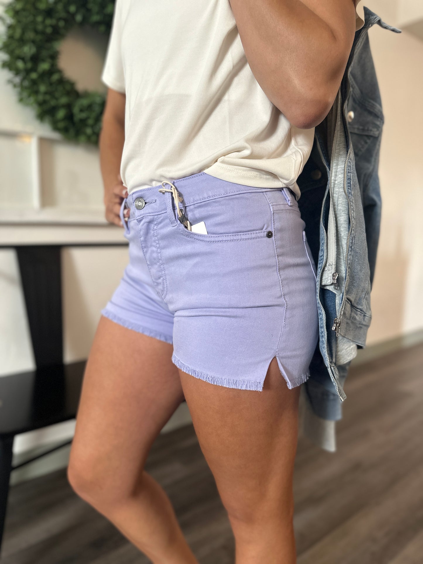Lavender Denim Shorts