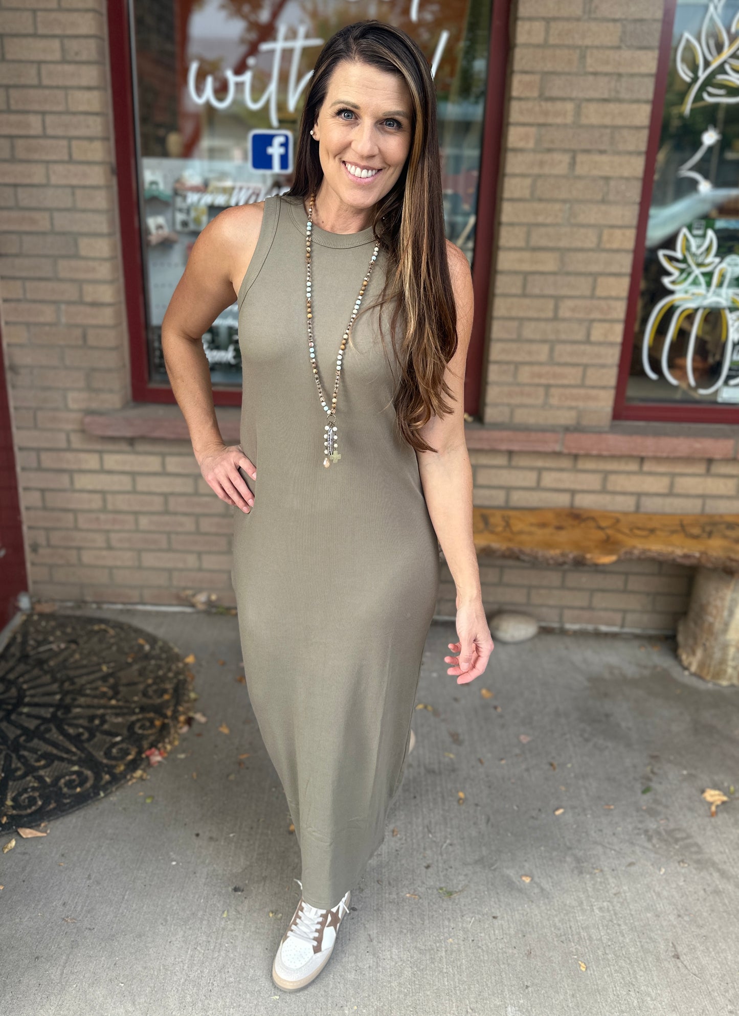 Olive Sleeveless Maxi Dress