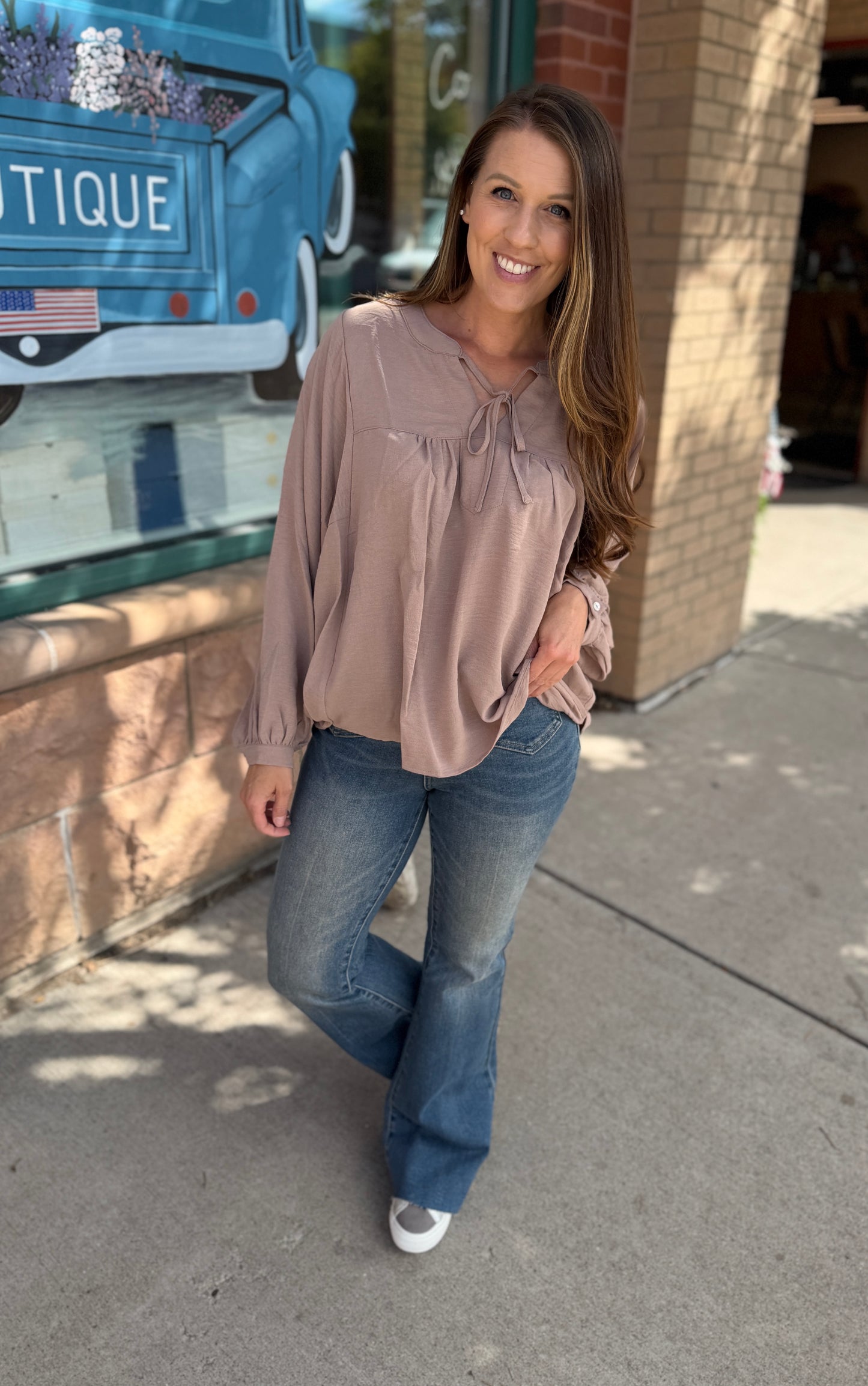 Taupe Long Sleeve Blouse